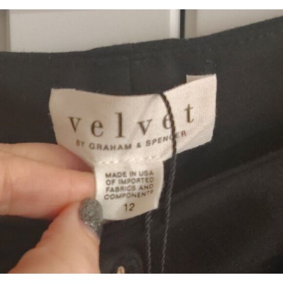 VELVET BY GRAHAM & SPENCER Women's Kyndall Staight Leg Split Pant Black Size 12 - Picture 7 of 9